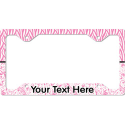 Zebra & Floral License Plate Frame - Style C (Personalized)