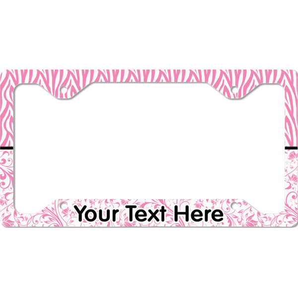 Custom Zebra & Floral License Plate Frame - Style C (Personalized)