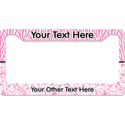 Zebra & Floral License Plate Frame - Style B (Personalized)