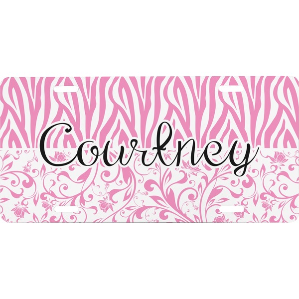 Custom Zebra & Floral Front License Plate (Personalized)