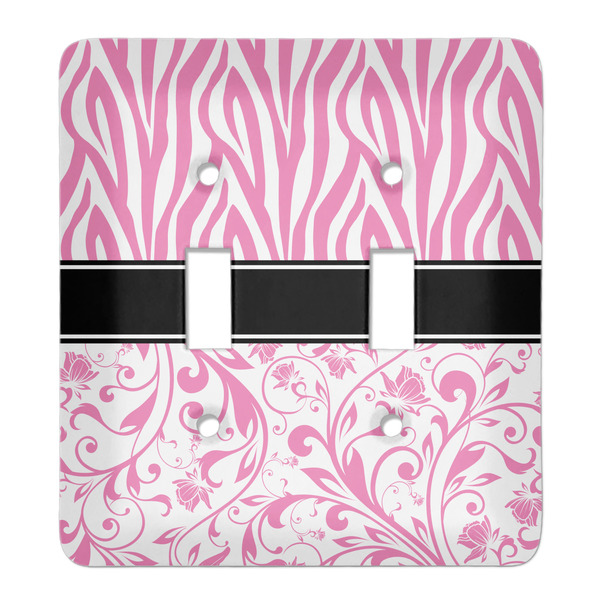 Custom Zebra & Floral Light Switch Cover (2 Toggle Plate)