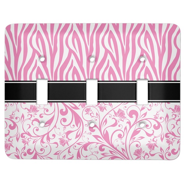 Custom Zebra & Floral Light Switch Cover (3 Toggle Plate)