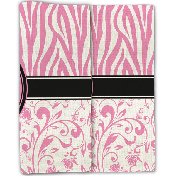 Zebra & Floral Linen Placemat - Folded Half (double sided)