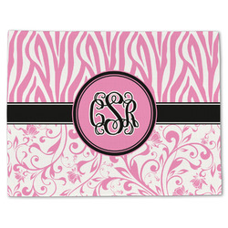 Zebra & Floral Single-Sided Linen Placemat - Single w/ Monogram