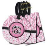 Zebra & Floral Plastic Luggage Tag (Personalized)