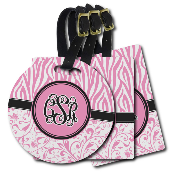 Custom Zebra & Floral Plastic Luggage Tag (Personalized)