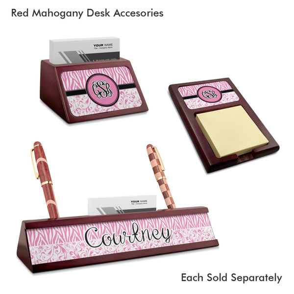 Zebra & Floral Mahogany Desk Accessories