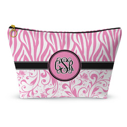 Zebra & Floral Makeup Bag - Large - 12.5"x7" (Personalized)