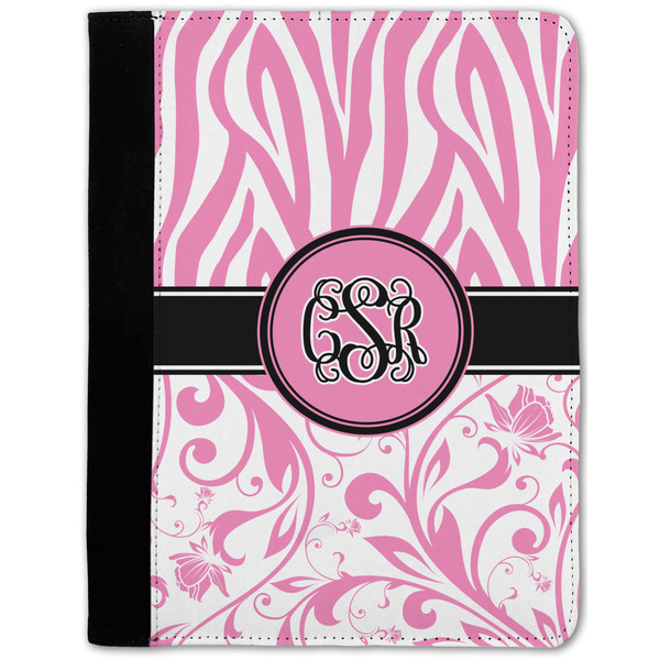 Custom Zebra & Floral Notebook Padfolio - Medium w/ Monogram