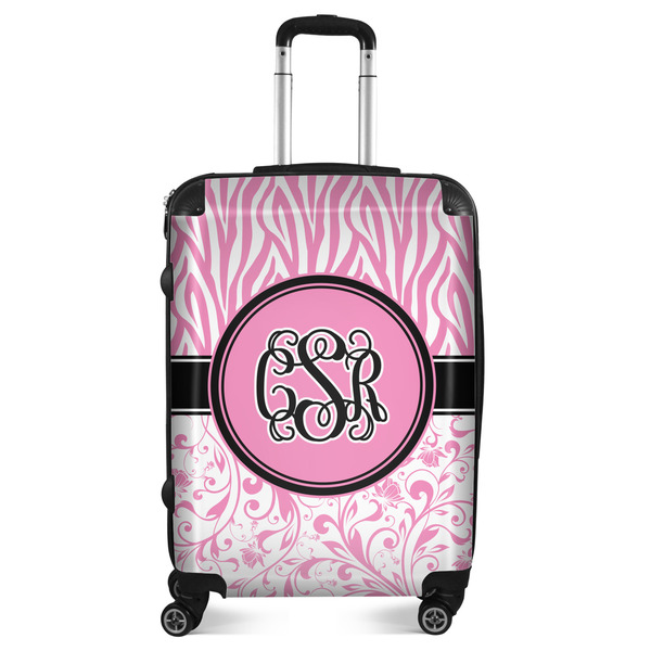 Custom Zebra & Floral Suitcase - 24" Medium - Checked (Personalized)