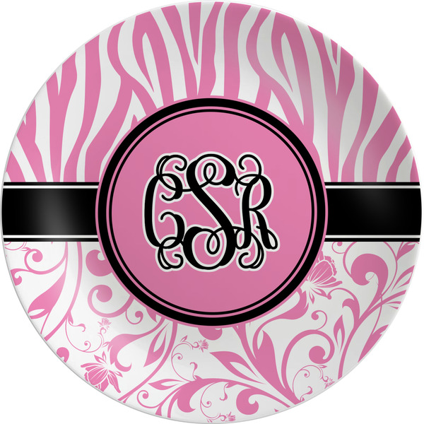Custom Zebra & Floral Melamine Plate (Personalized)