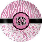 Zebra & Floral Melamine Plate - 10" (Personalized)