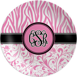 Zebra & Floral Melamine Plate - 10" (Personalized)