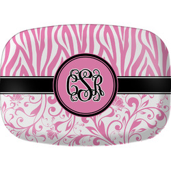 Zebra & Floral Melamine Platter w/ Monogram