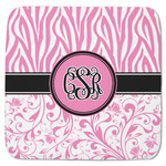 Zebra & Floral Memory Foam Bath Mat - 48"x48" (Personalized)