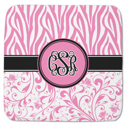 Zebra & Floral Memory Foam Bath Mat - 48"x48" (Personalized)