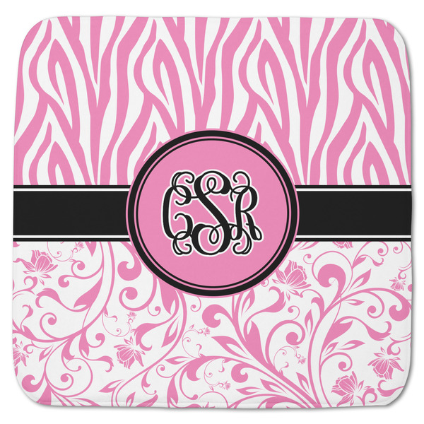 Custom Zebra & Floral Memory Foam Bath Mat - 48"x48" (Personalized)
