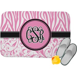 Zebra & Floral Memory Foam Bath Mat (Personalized)
