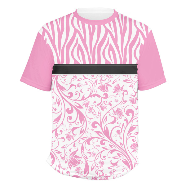 Custom Zebra & Floral Men's Crew T-Shirt
