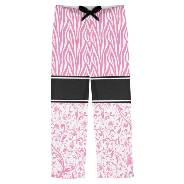 Custom Zebra & Floral Mens Pajama Pants - XS