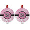 Zebra & Floral Metal Ball Ornament - Front and Back