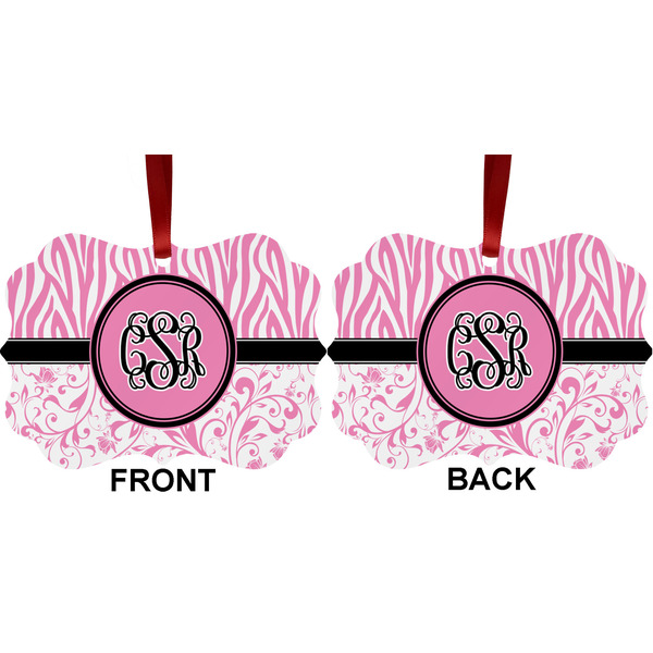 Zebra & Floral Metal Benilux Ornament - Front and Back (APPROVAL)