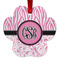 Zebra & Floral Metal Paw Ornament - Double Sided w/ Monogram
