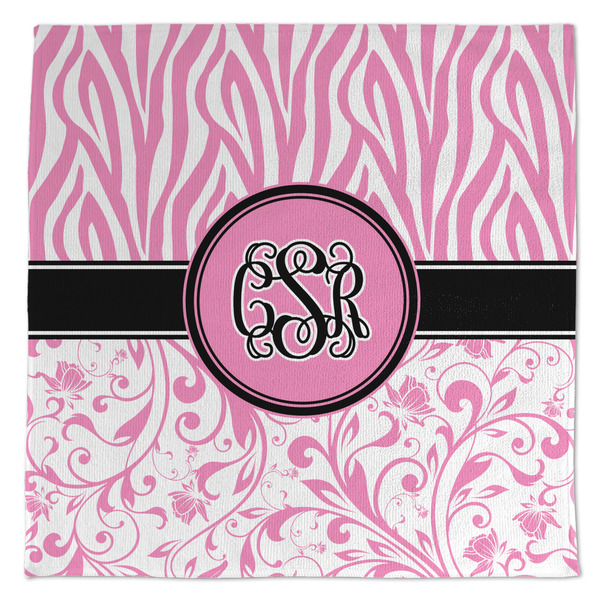 Custom Zebra & Floral Microfiber Dish Towel (Personalized)