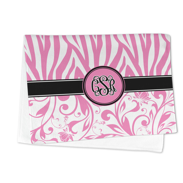 Zebra & Floral Microfiber Dish Towel - FOLDED HALF