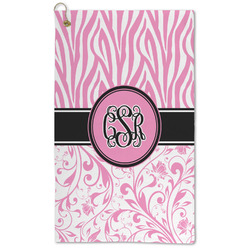 Zebra & Floral Microfiber Golf Towel - Large (Personalized)