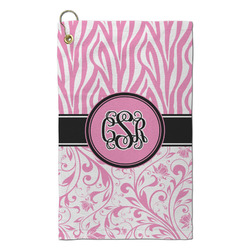 Zebra & Floral Microfiber Golf Towel - Small (Personalized)