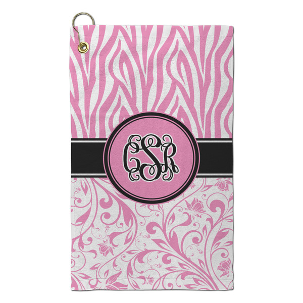 Custom Zebra & Floral Microfiber Golf Towel - Small (Personalized)