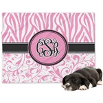 Zebra & Floral Dog Blanket - Large (Personalized)