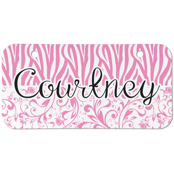 Custom Zebra & Floral Mini/Bicycle License Plate (2 Holes) (Personalized)