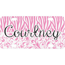 Zebra & Floral Mini/Bicycle License Plate (Personalized)