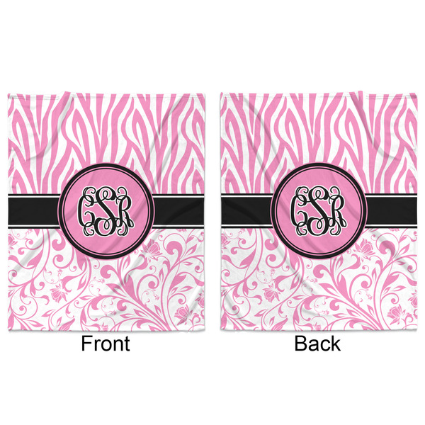 Zebra & Floral Minky Blanket - 50"x60" - Double Sided - Front & Back