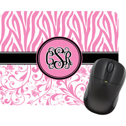 Zebra & Floral Rectangular Mouse Pad (Personalized)