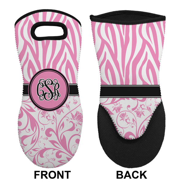 Zebra & Floral Neoprene Oven Mitt (Front & Back)