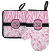Zebra & Floral Left Oven Mitt & Pot Holder Set w/ Monogram
