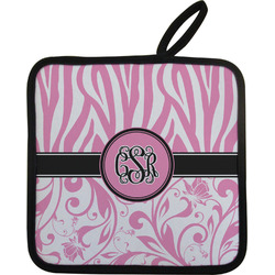 Zebra & Floral Pot Holder w/ Monogram