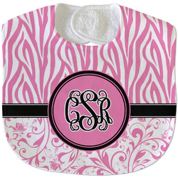 Zebra & Floral Velour Baby Bib w/ Monogram