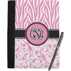 Zebra & Floral Notebook Padfolio - Large w/ Monogram