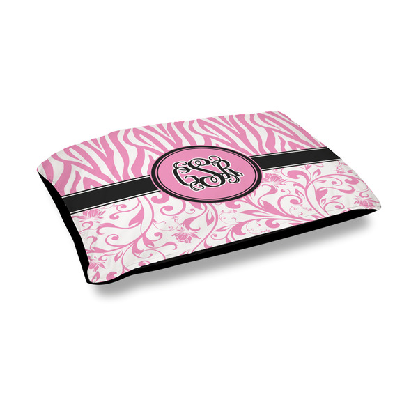 Custom Zebra & Floral Outdoor Dog Bed - Medium (Personalized)