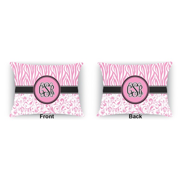 Zebra & Floral  Outdoor Rectangular Throw Pillow (Front and Back)