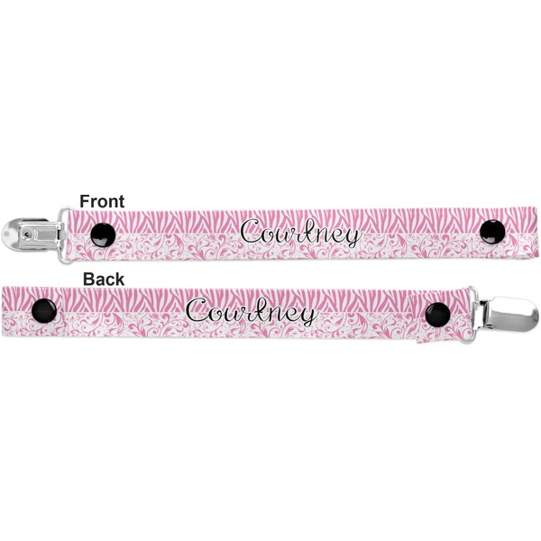 Zebra & Floral Pacifier Clip - Front and Back