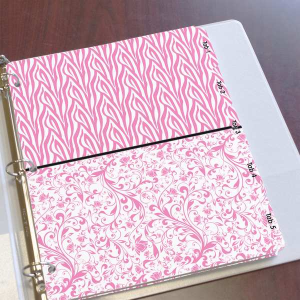 Zebra & Floral Page Dividers - Set of 5 - In Context