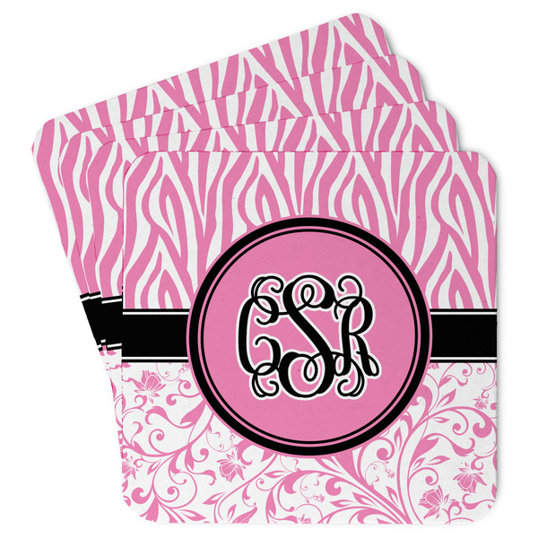 Custom Zebra & Floral Paper Coasters w/ Monograms