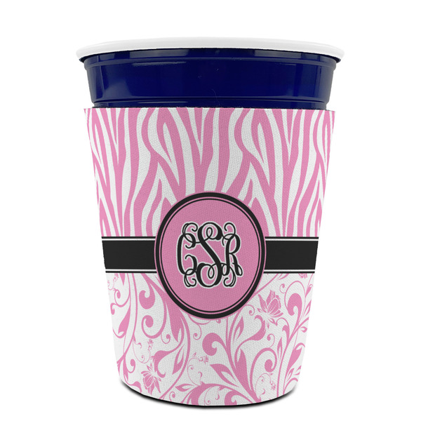 Zebra & Floral Party Cup Sleeves - without bottom - FRONT (on cup)