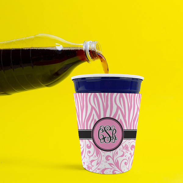 Zebra & Floral Party Cup Sleeves - without bottom - Lifestyle