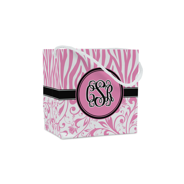 Custom Zebra & Floral Party Favor Gift Bags - Gloss (Personalized)